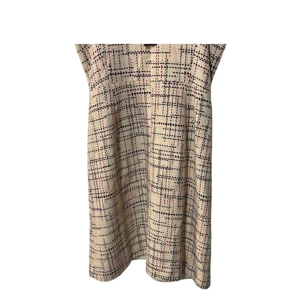 BANANA REPUBLIC WOMENS 14 TWEED CROSS FRONT DRESS CREAM RED BLUE NEW